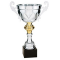 Cup Trophy, Silver - Marble Base - 8" Tall